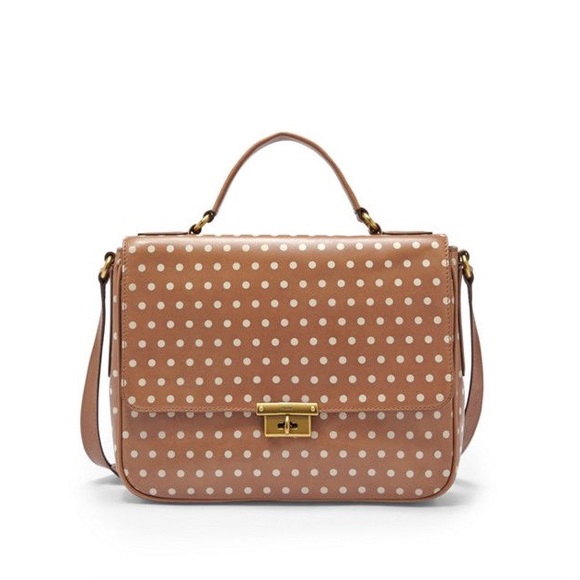 Fossil Handbags - Fossil Memoir Novel Flap Crossbody - Brown Leather - Polka Dot